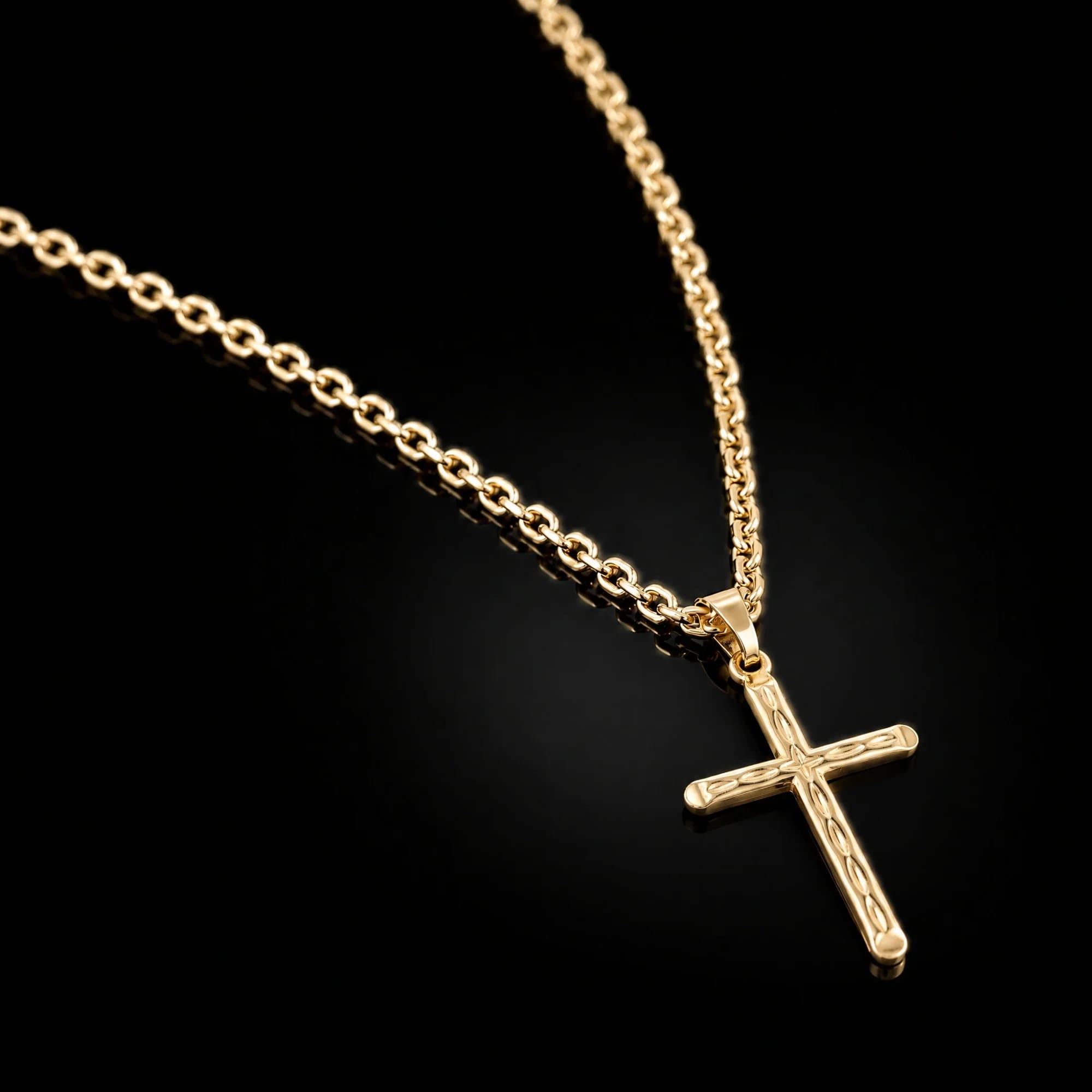Corrente Cadeado 2mm + Crucifixo Tracejado