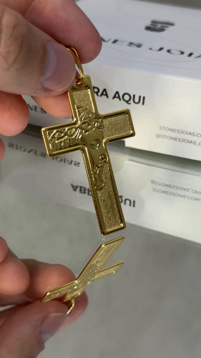 Corrente Tijolinho 3,5mm + Crucifixo Rosto de Cristo G