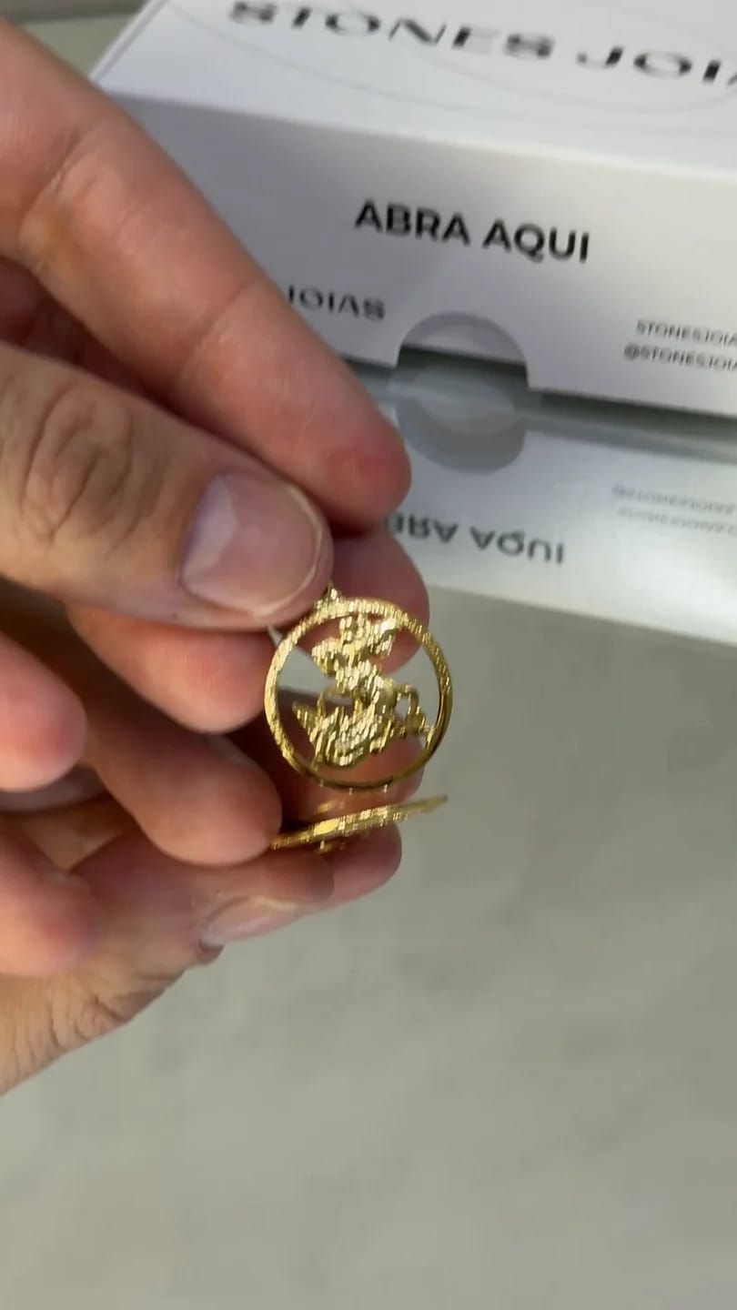 Corrente Cadeado Alongado 3mm + São Jorge Aro Redondo