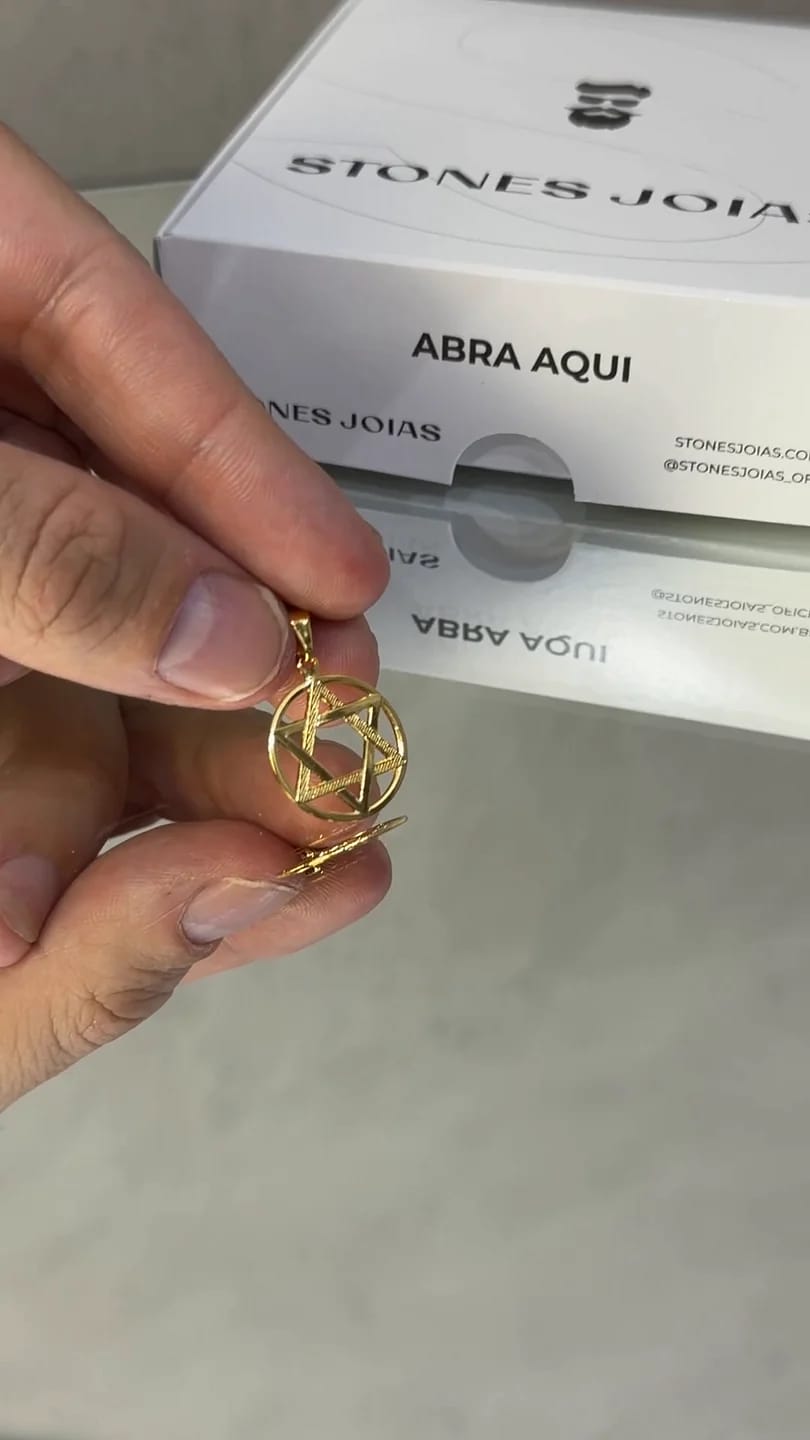 Corrente Cadeado 3,5mm + Estrela de Davi Aro P
