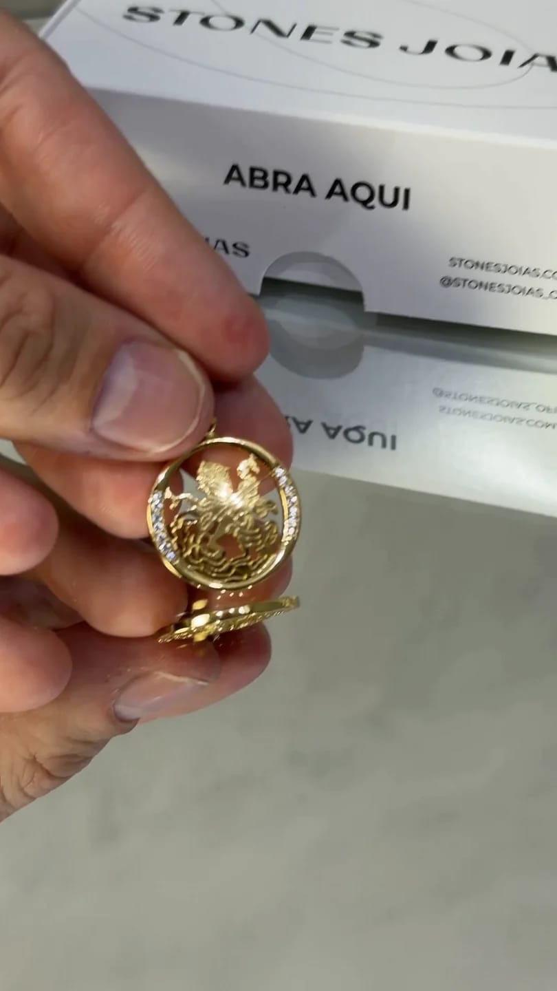 Corrente Cadeado Alongado 3mm + São Jorge Cravejado