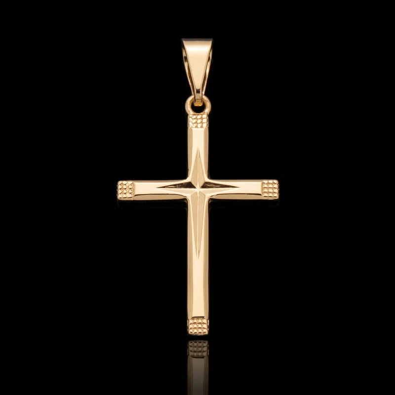 Pingente Crucifixo Liso Borda Marcado