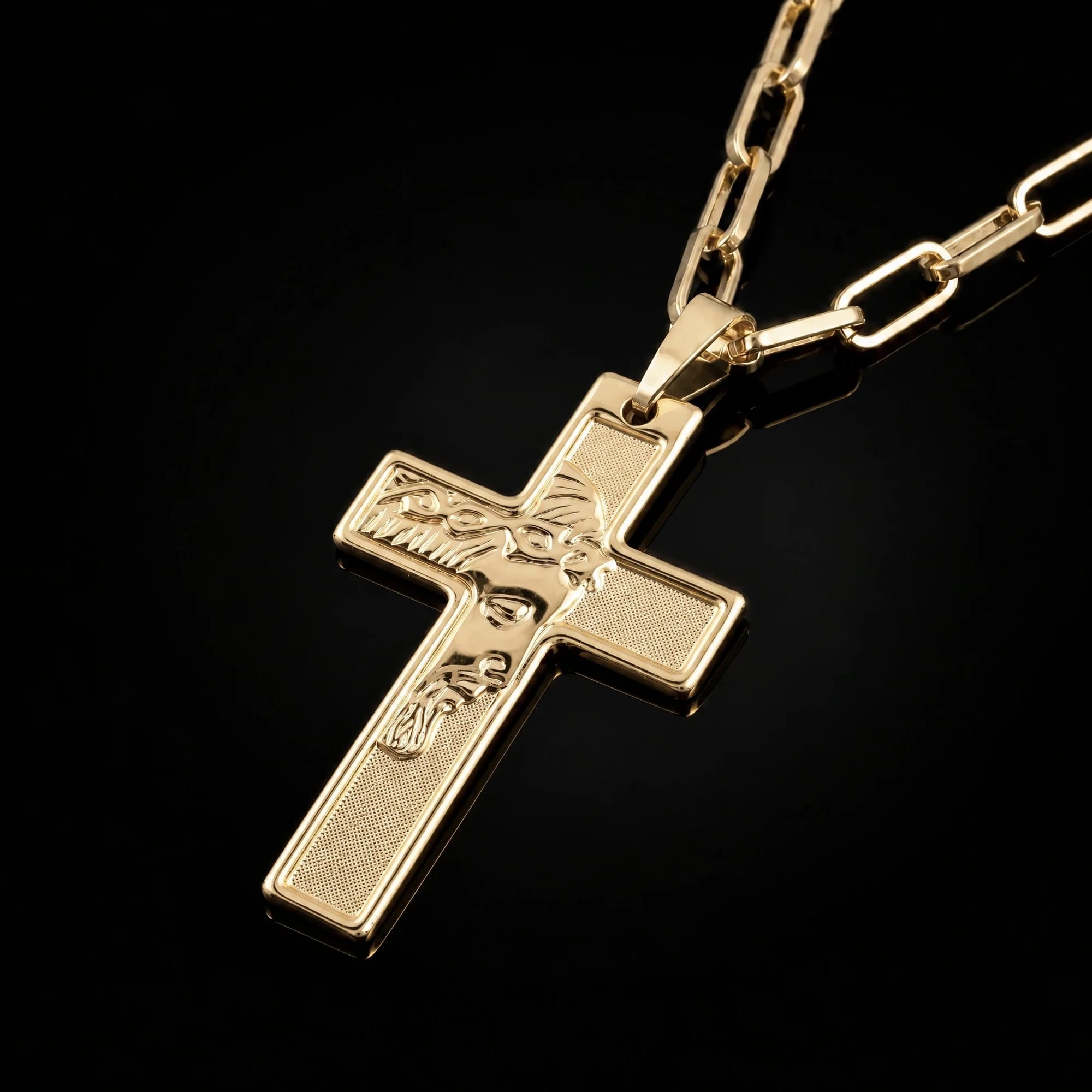 Corrente Tijolinho 3,5mm + Crucifixo Rosto de Cristo G