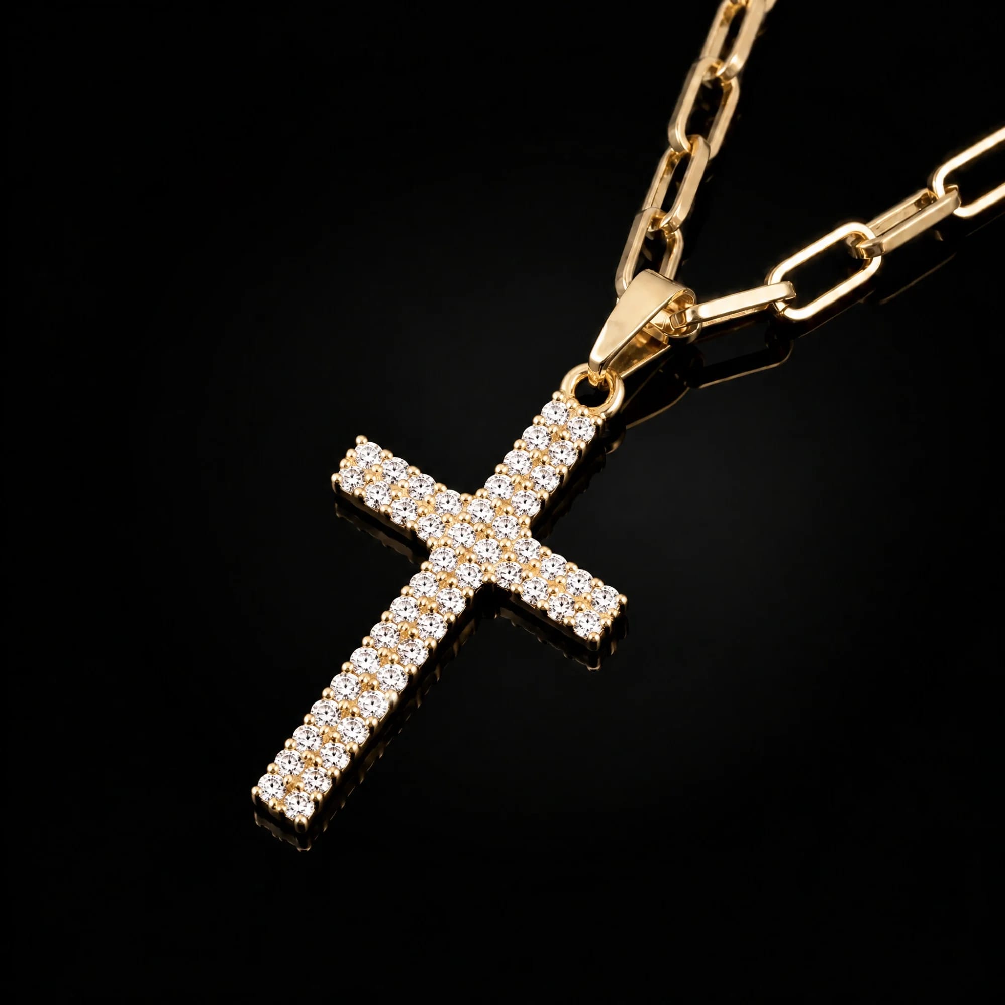 Corrente Tijolinho 3,5mm + Crucifixo Cravejado Palito G