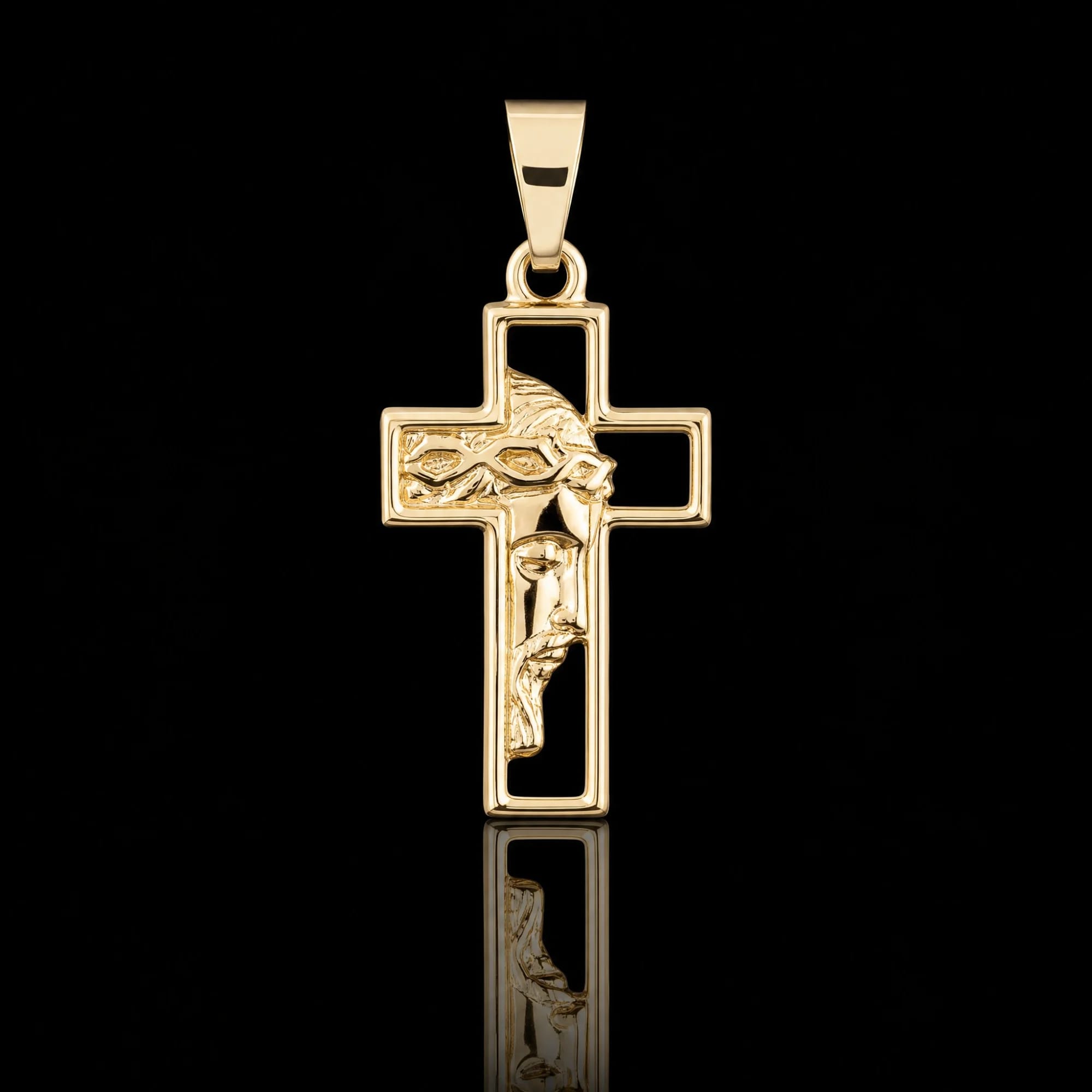 Pingente Crucifixo Rosto de Cristo Vazado pp