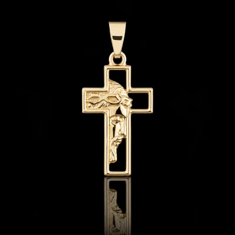 Pingente Crucifixo Rosto de Cristo Vazado pp